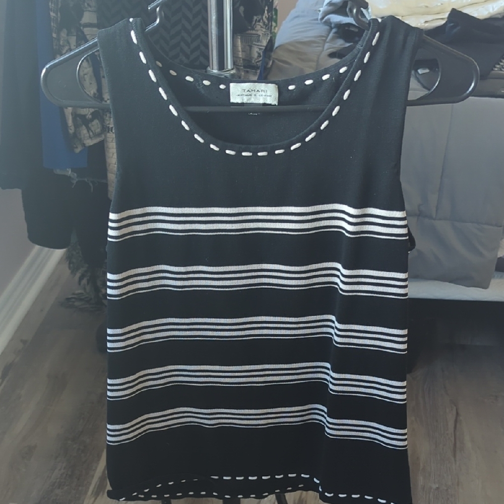 Savannah Black and White Striped Women's Top